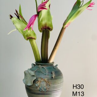 Lọ hoa gốm Bát tràng nghệ thuật cao 30cm miệng rộng 13cm